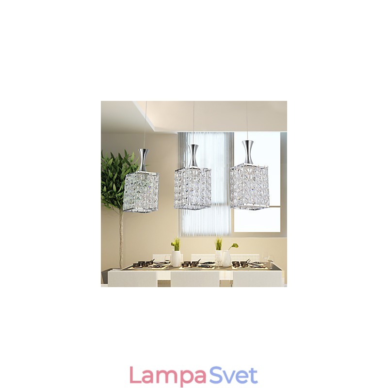 3 svetlá Kovový rám K9 Crystal Luster Droplight Send Žiarovka