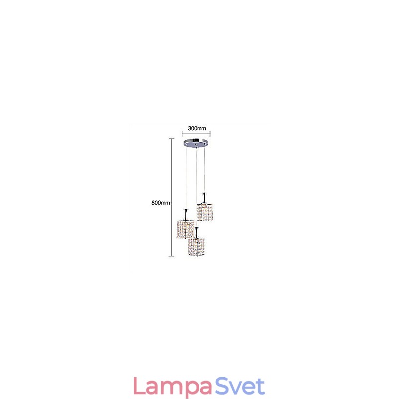 3 svetlá Kovový rám K9 Crystal Luster Droplight Send Žiarovka