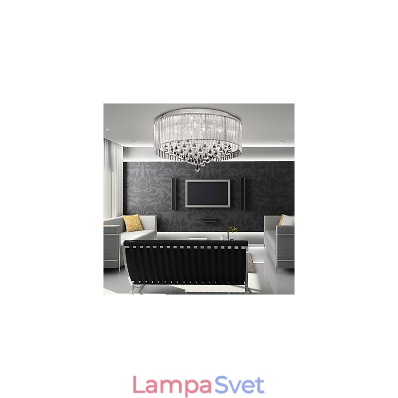 Elegantné závesné svietidlo Crytal s 8 svetlami vo valcovom tienidle