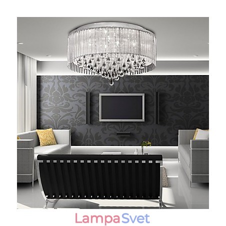 Elegantné závesné svietidlo Crytal s 8 svetlami vo valcovom tienidle Elegantné závesné svietidlo Crytal s 8 svetlami vo valcovom tienidle
