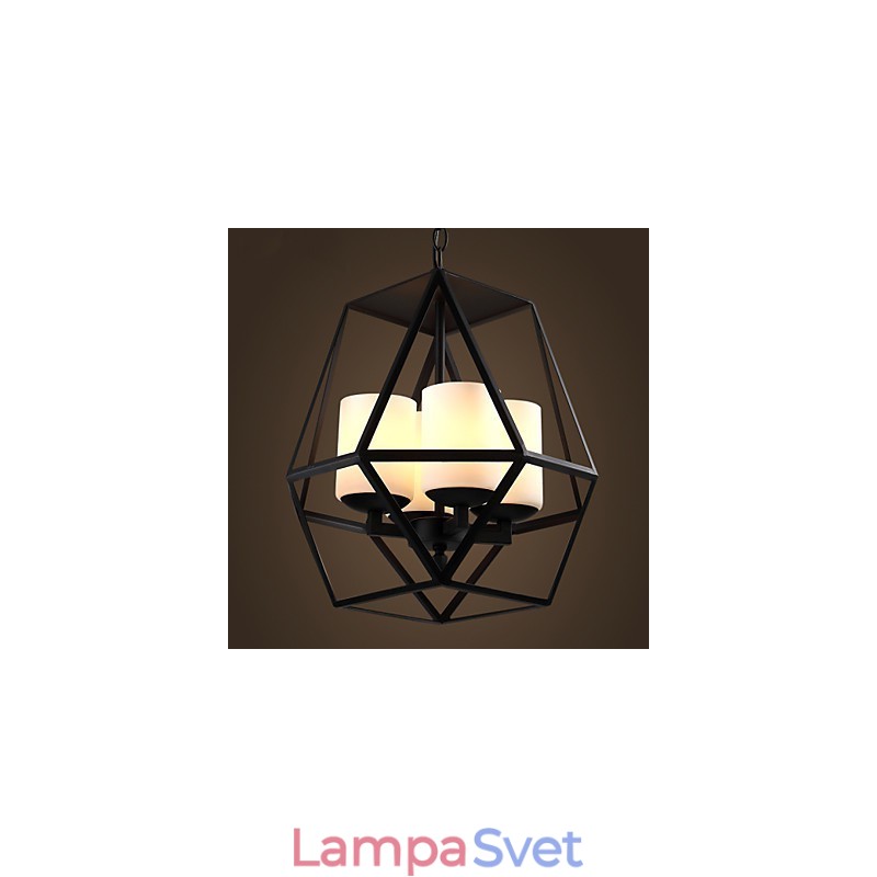 Najvyššia úroveň Americange Vintage čierna Iron Lamp Moderný luster Luster 4 svetlá