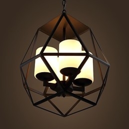 Najvyššia úroveň Americange Vintage čierna Iron Lamp Moderný luster Luster 4 svetlá