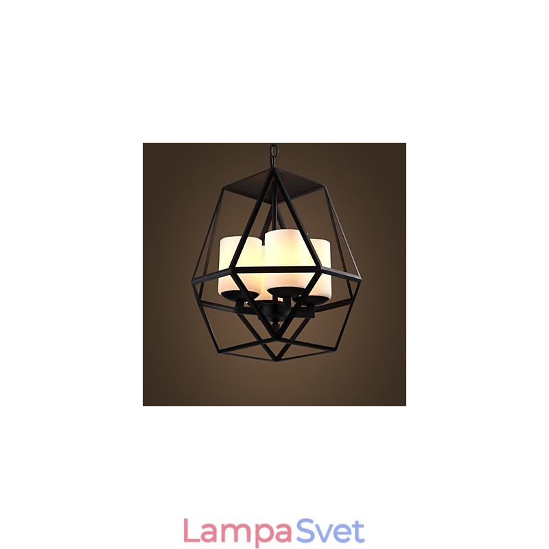Najvyššia úroveň Americange Vintage čierna Iron Lamp Moderný luster Luster 4 svetlá