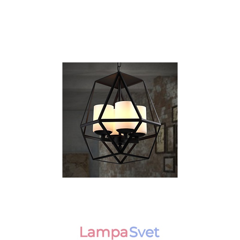 Najvyššia úroveň Americange Vintage čierna Iron Lamp Moderný luster Luster 4 svetlá