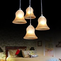 Biely prívesok so vzorom štyroch svetiel Sklenené tienidlo Ruka Pozlátené European Retro Classic