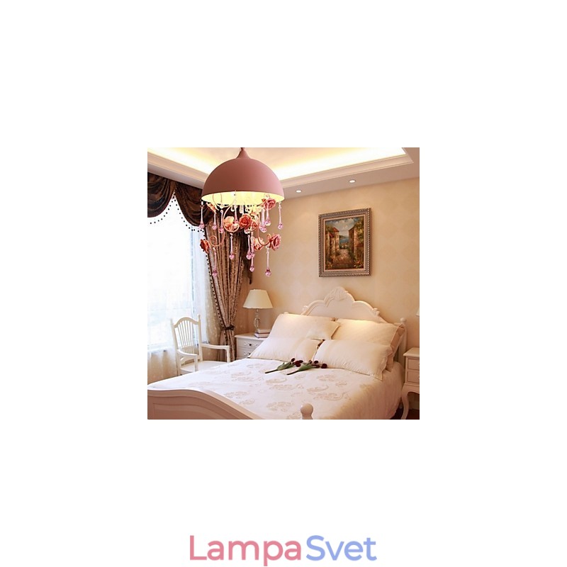 Malá ružová ružová záhradná lusterová lampa Iron Princess