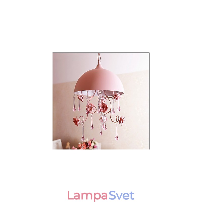 Malá ružová ružová záhradná lusterová lampa Iron Princess