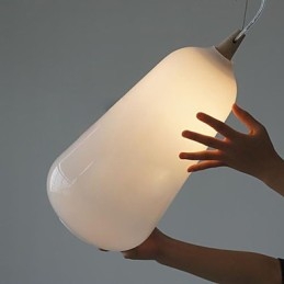 Fľaša z mliečneho bieleho skla Závesná lampa Natural Curve