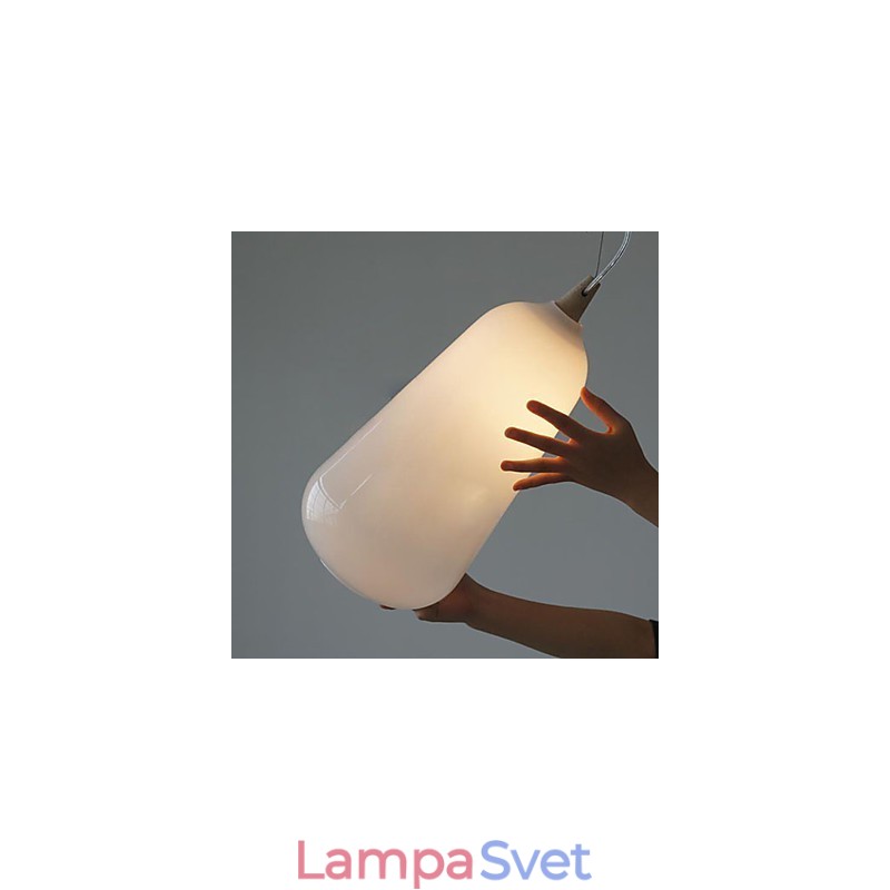 Fľaša z mliečneho bieleho skla Závesná lampa Natural Curve