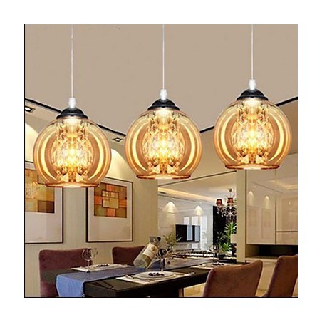 Sklenená guľová závesná lampa tri