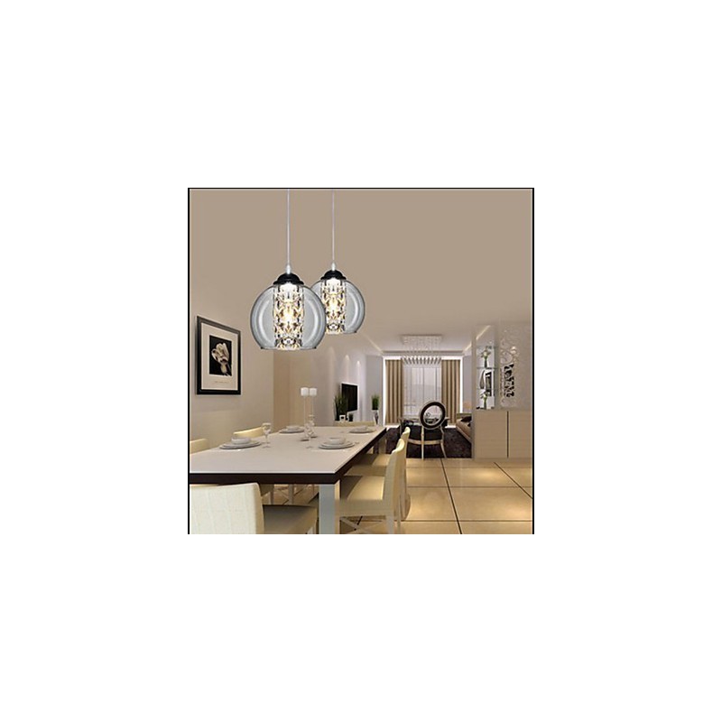 Sklenená guľová závesná lampa tri