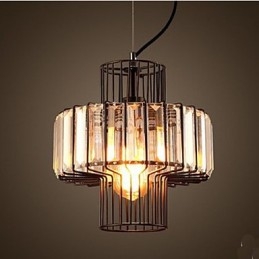 Americká vidiecka krištáľová malá závesná lampa