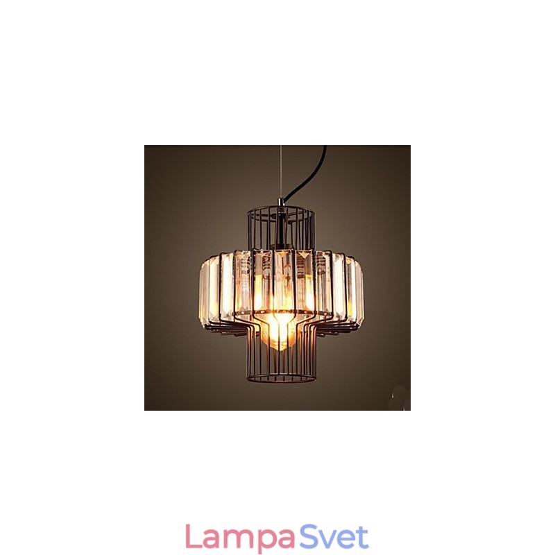 Americká vidiecka krištáľová malá závesná lampa