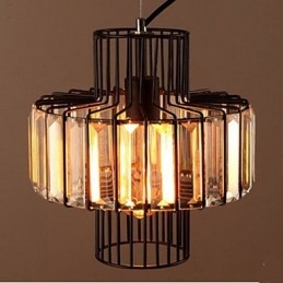 Americká vidiecka krištáľová malá závesná lampa