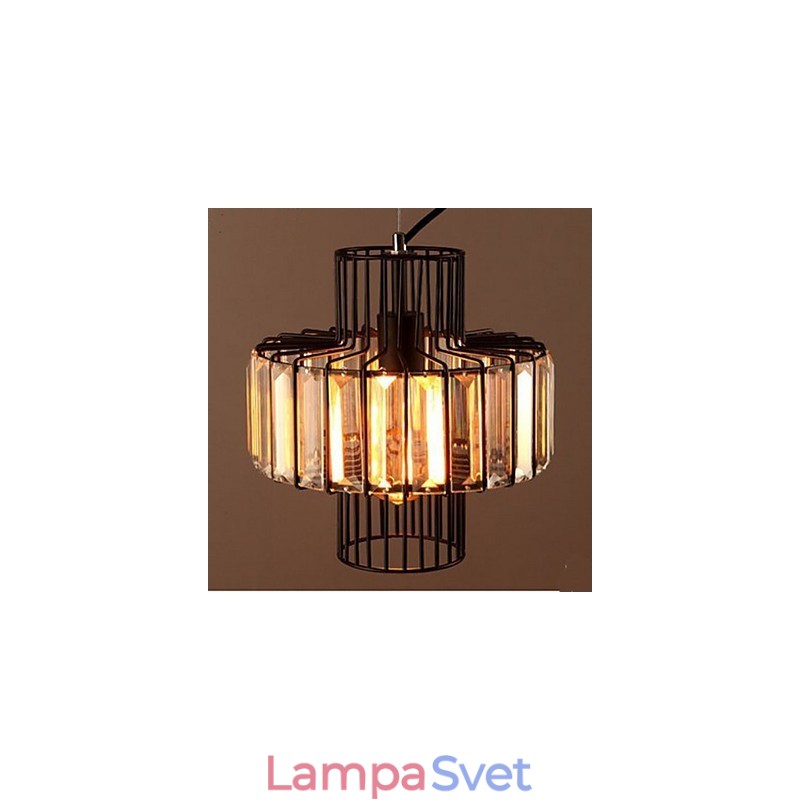 Americká vidiecka krištáľová malá závesná lampa