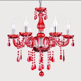 Luster Red Crystal Luxury Modern 6 svietidiel