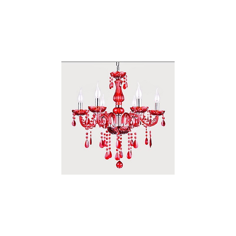 Luster Red Crystal Luxury Modern 6 svietidiel