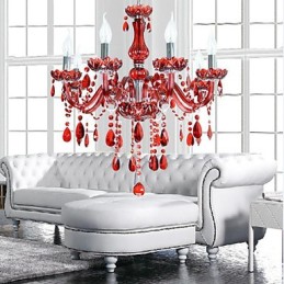 Luster Red Crystal Luxury Modern 6 svietidiel