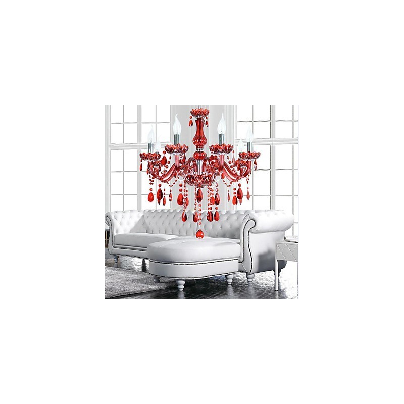 Luster Red Crystal Luxury Modern 6 svietidiel