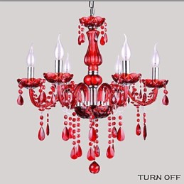 Luster Red Crystal Luxury Modern 6 svietidiel
