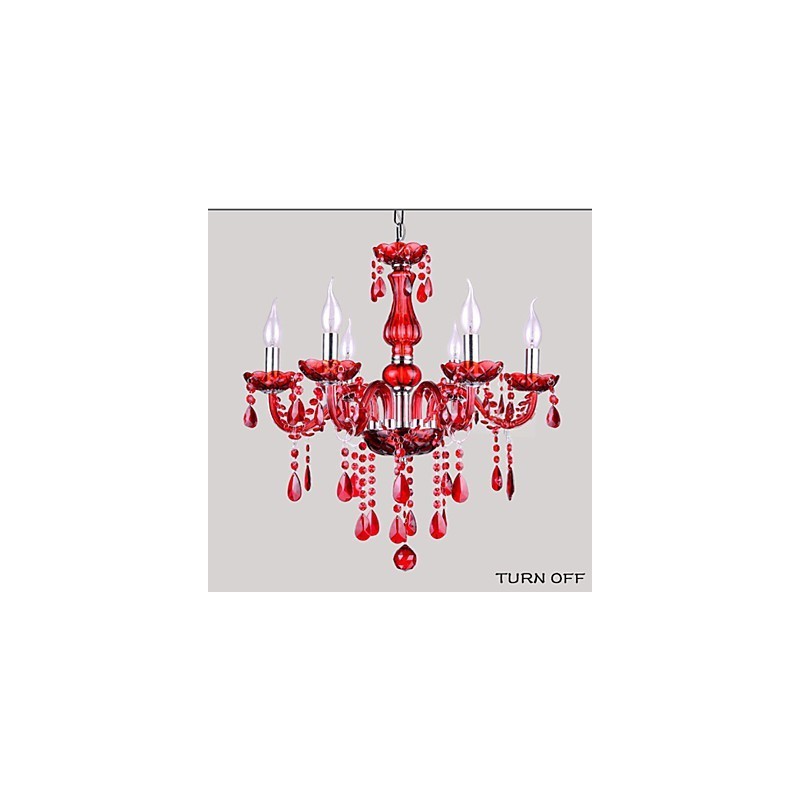 Luster Red Crystal Luxury Modern 6 svietidiel