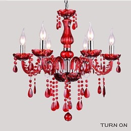 Luster Red Crystal Luxury Modern 6 svietidiel