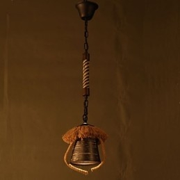 Americká Country Retro Konopná keramická lampa