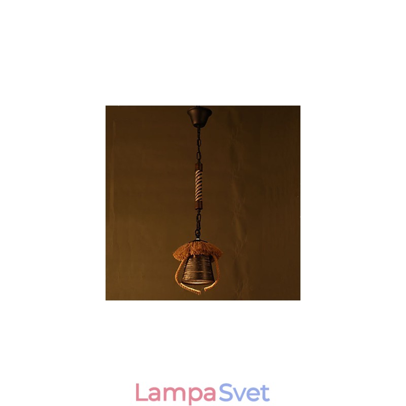 Americká Country Retro Konopná keramická lampa