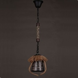 Americká Country Retro Konopná keramická lampa