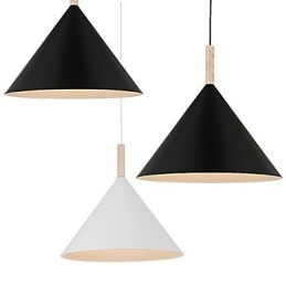 Mini umelecká kužeľová závesná lampa 1 Svetlá Mordern Jednoduchosť Finish Čiernobiela hliníková a drevená závesná lampa