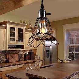 Americká vidiecka priemyselná veterná lampa retro malý luster železná klietka