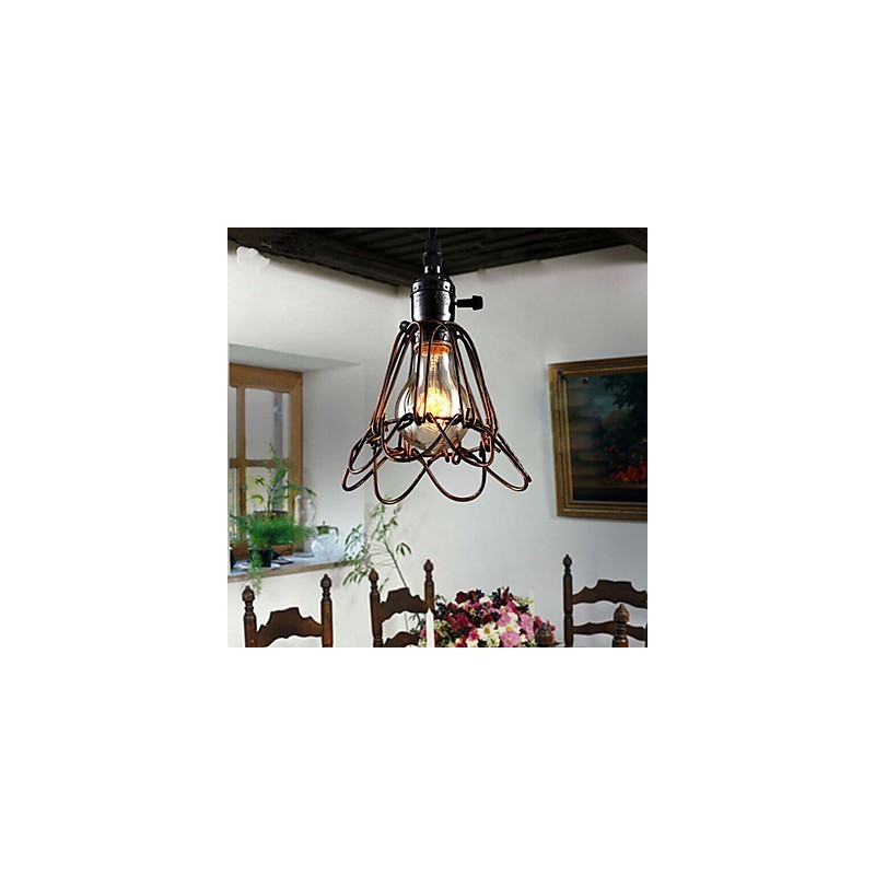 Americká vidiecka priemyselná veterná lampa retro malý luster železná klietka