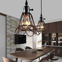 Americká vidiecka priemyselná veterná lampa retro malý luster železná klietka