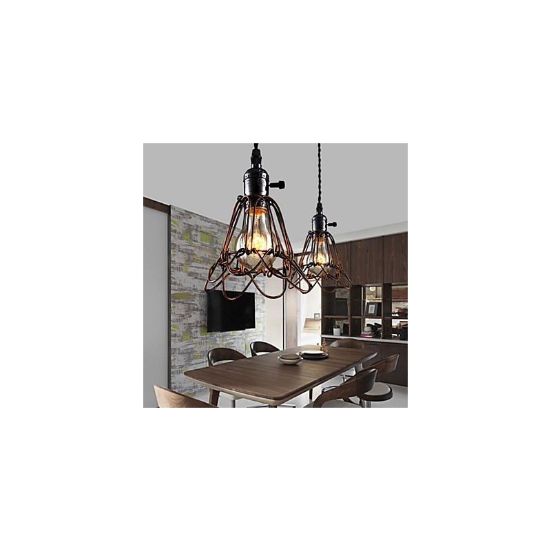 Americká vidiecka priemyselná veterná lampa retro malý luster železná klietka