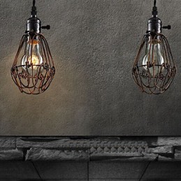 Americká vidiecka priemyselná veterná lampa retro malý luster železná klietka