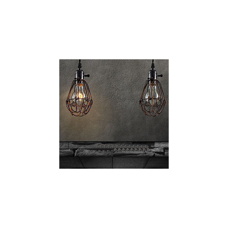 Americká vidiecka priemyselná veterná lampa retro malý luster železná klietka