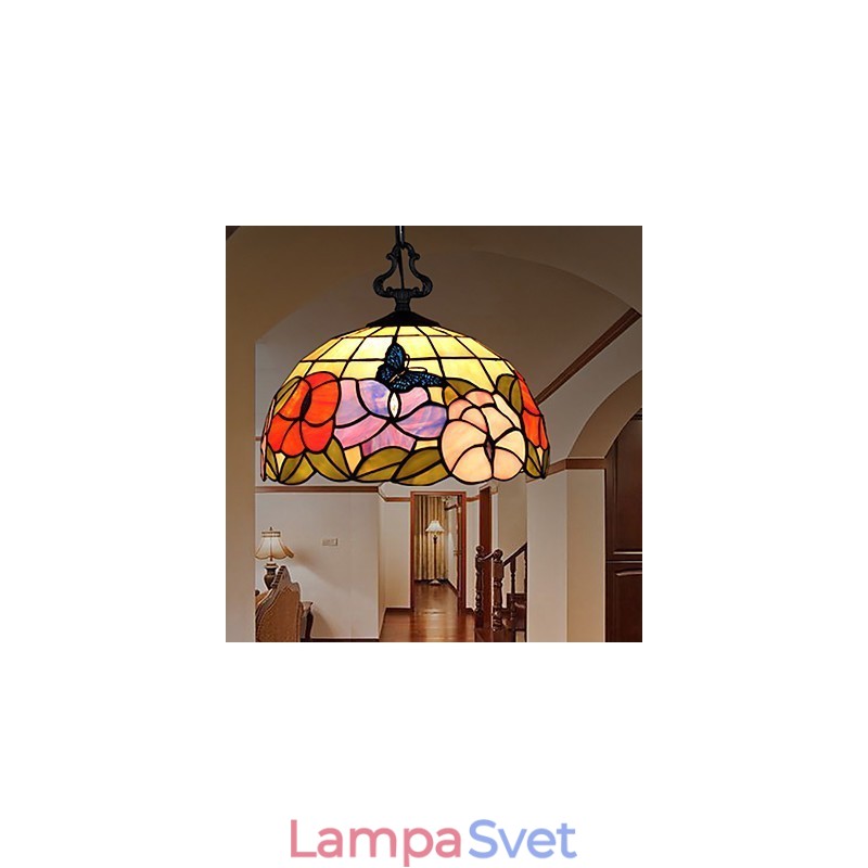 Vidiecke výtvarné umenie Luster z farebného skla obnovuje staré spôsoby svetla lampy