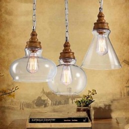 Drevené krištáľové krištáľové svietidlo Kaviarenské osvetlenie a lampáše