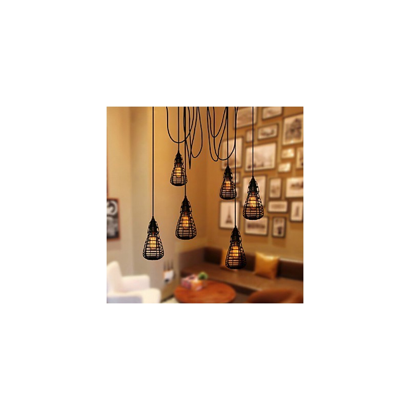 American Industrial Creative Restoring Ancient Ways Kované Iron Cage Single Head Droplight Lamp