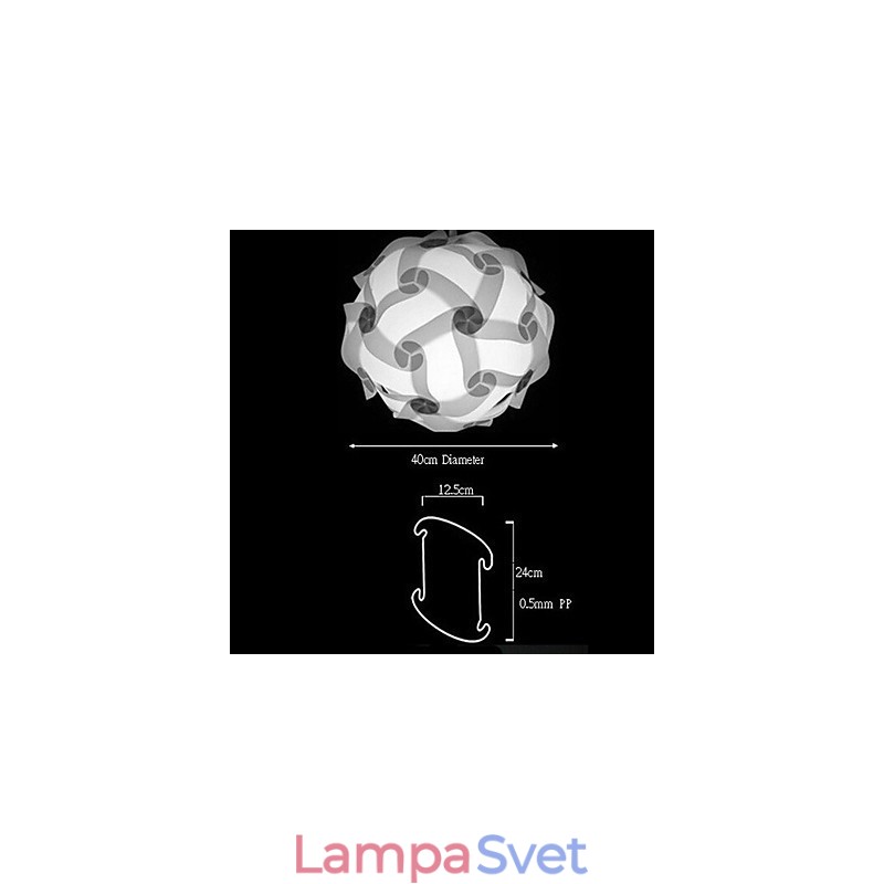 DIY moderná závesná guľová lampa 40 cm