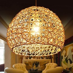 Moderná rural Cany Art tkaná ratanová jednohlavová závesná lampa