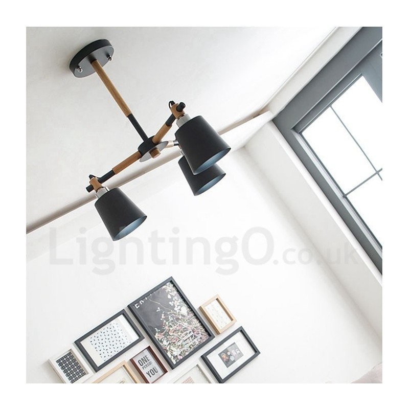 3 Ľahké moderné súčasné drevené lusterové svetlo