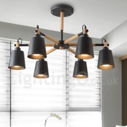 Moderná súčasná drevená lustrová lampa 6