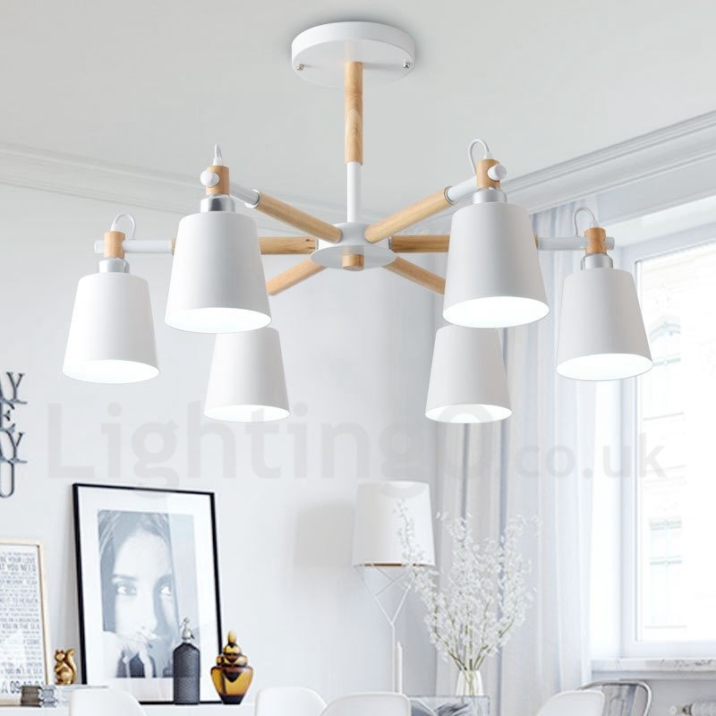 Moderná súčasná drevená lustrová lampa 6