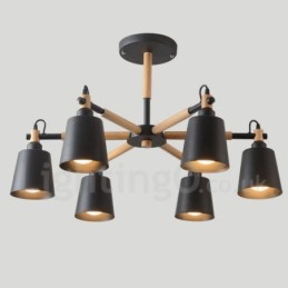Moderná súčasná drevená lustrová lampa 6