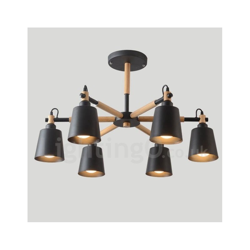 Moderná súčasná drevená lustrová lampa 6