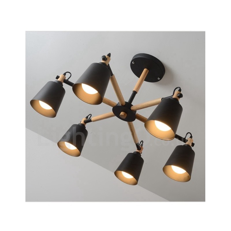 Moderná súčasná drevená lustrová lampa 6