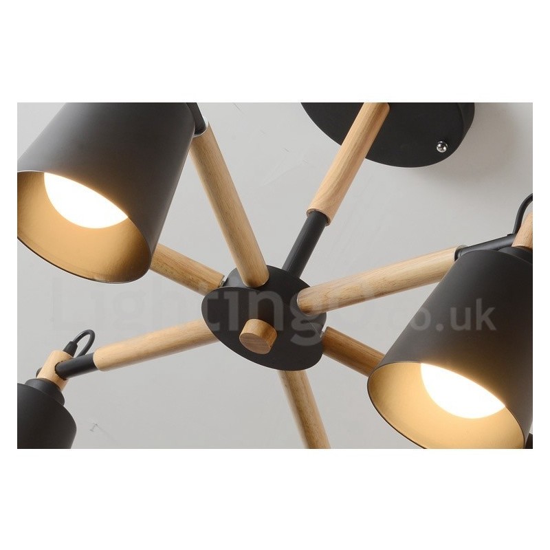 Moderná súčasná drevená lustrová lampa 6