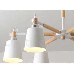 Moderná súčasná drevená lustrová lampa 6