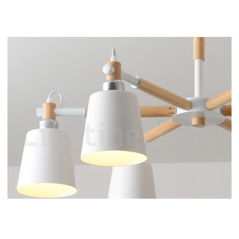 Moderná súčasná drevená lustrová lampa 6
